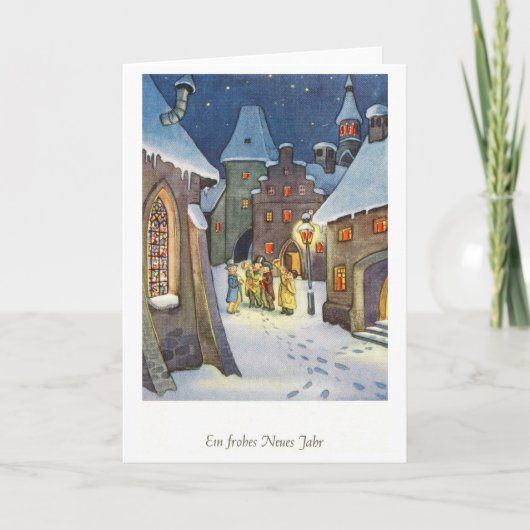 明けましておめでとう、ドイツのヴィンテージ シーズンカード (正面)