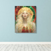 明け方の夢のクリスマス美しいブロンドの女性 キャンバスプリント (インサイチュ (ウッドフロア))