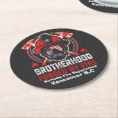 明け方の消防士のギアで体現した勇気 ラウンドペーパーコースター (アングル)