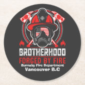 明け方の消防士のギアで体現した勇気 ラウンドペーパーコースター (正面)