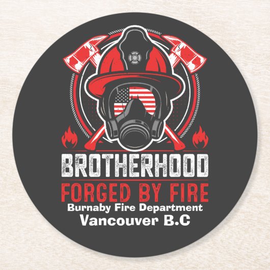 明け方の消防士のギアで体現した勇気 ラウンドペーパーコースター (正面)