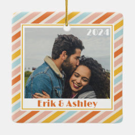 明すてきるいカラフルストライプクリスマス セラミックオーナメント