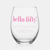 明はっきりしたるいピモダンンク50誕生日カスタム ステムなしワイングラス (正面)