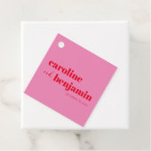 明はっきりしたるいピンクと赤シックモダン結婚ズ フェイバータグ (インサイチュ)