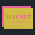 明はっきりしたるいピンクと黄色のタイポグラフィモダン セーブザデート<br><div class="desc">明るいはっきりしたピンクと黄色のタイポグラフィモダン日付の保存</div>