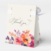 明はっきりしたるいピンクのオレンジ色のフローラ結婚 フェイバーボックス (裏面サイド)