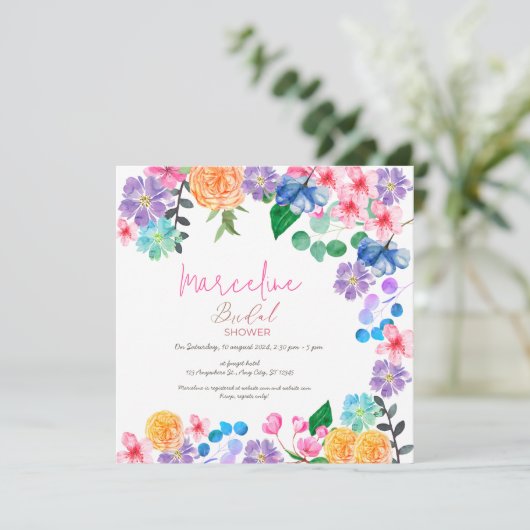 明はっきりしたるいピンクのフローラ水色bridaI