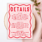 明はっきりしたるいピンクの赤い正方形のレトロの結婚波 エンクロージャーカード