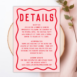 明はっきりしたるいピンクの赤い正方形のレトロの結婚波 エンクロージャーカード