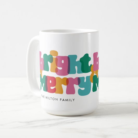 明はっきりしたるいメリーホリデーワンフォトカード コーヒーマグカップ (正面左)