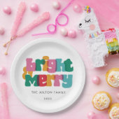 明はっきりしたるいメリーホリデーワンフォトカード ペーパープレート (パーティー)