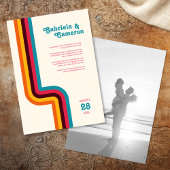 明はっきりしたるいレトロの色ストライプの結婚 招待状