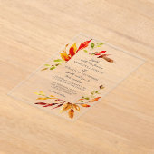 明はっきりしたるい水の色の紅葉結婚 アクリル招待状 (レイダウン)