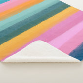 明はっきりしたるい水の色ストライプのスタイリッシュカラフル シェルパブランケット (3/4)