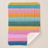 明はっきりしたるい水の色ストライプのスタイリッシュカラフル シェルパブランケット (正面)