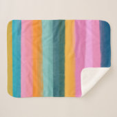 明はっきりしたるい水の色ストライプのスタイリッシュカラフル シェルパブランケット (正面(横))