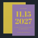 明はっきりしたるい紫と黄のタイポグラフィモダン セーブザデート<br><div class="desc">明はっきりしたるい紫と黄色のタイポグラフィモダン日付の保存</div>