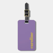 明はっきりしたるい紫と黄モダン色 ラゲッジタグ (正面縦)