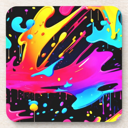 明はっきりしたるい絵を描（ばちゃばちゃ）跳ねる コースター (正面)