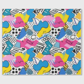 明はっきりしたるい色90s抽象芸術アーファンキートパターン ラッピングペーパー (フラット)