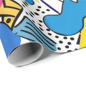 明はっきりしたるい色90s抽象芸術アーファンキートパターン ラッピングペーパー (ロールコーナー)