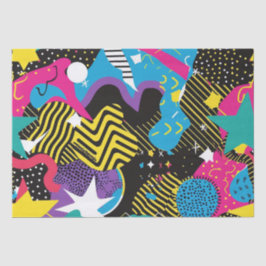 明はっきりしたるい色90s抽象芸術アーファンキートパターン 薄葉紙