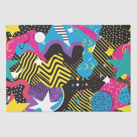 明はっきりしたるい色90s抽象芸術アーファンキートパターン 薄葉紙 (正面)