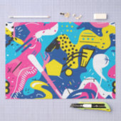 明はっきりしたるい色90s抽象芸術アーファンキートパターン 薄葉紙 (クラフト)