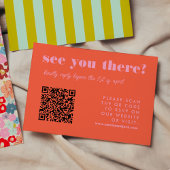 明はっきりしたるい赤とピンクのQRコードRSVP結婚 出欠カード