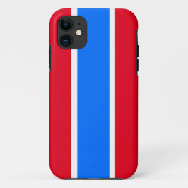 明はっきりしたるい赤の白の鮮やかな青のレースストライプレース iPhone 11 ケース