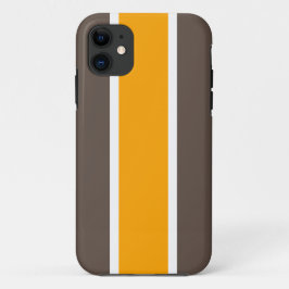 明はっきりしたるい70sレトロイエローブラウンレーシングストライプ iPhone 11 ケース
