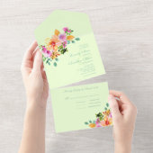 明はっきりしたカラフルるい水の色のフローラボーホオールイン オールインワン招待状 (貼ってはがせる)