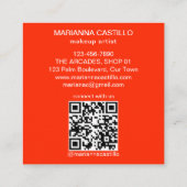 明はっきりしたカラフルユニークオレンジテンプレートqr スクエア名刺 (裏面)