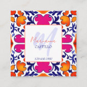 明はっきりしたカラフルユニークオレンジテンプレートqr スクエア名刺 (正面)