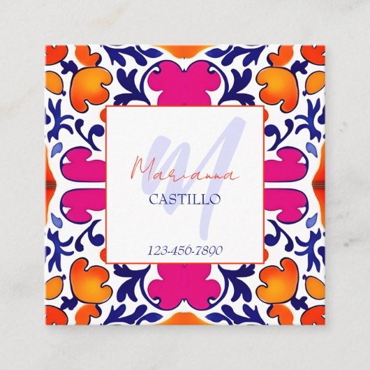 明はっきりしたカラフルユニークオレンジテンプレートqr スクエア名刺 (正面)