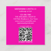 明はっきりしたカラフルユニークピンクテンプレートqr スクエア名刺 (裏面)
