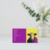 明はっきりしたポップ・アートの牛の名刺テンプレート 名刺 (スタンド正面)