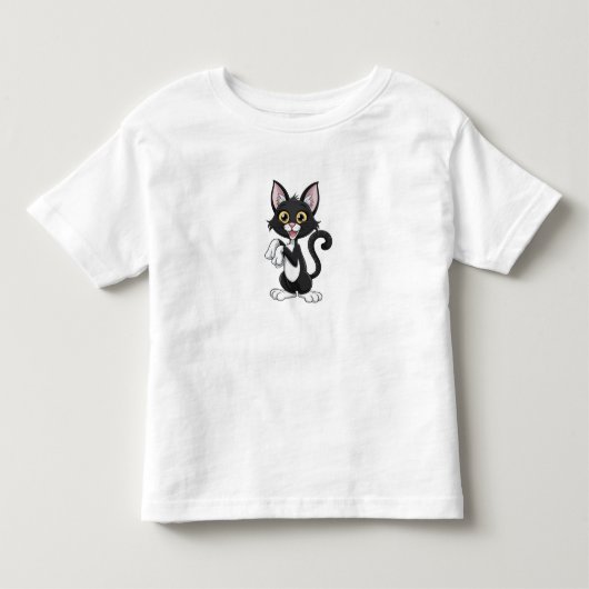 明よくはしゃぐるい黄色の目を持つ黒猫 トドラーTシャツ (正面)