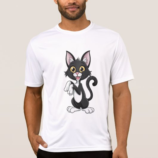 明よくはしゃぐるい黄色の目を持つ黒猫 Tシャツ (正面)