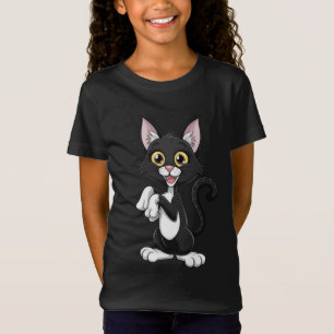 明よくはしゃぐるい黄色の目を持つ黒猫 Tシャツ