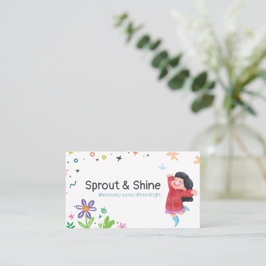 明よくはしゃぐカラフルるい花パステル 名刺 (スタンド正面)