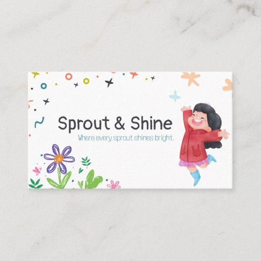 明よくはしゃぐカラフルるい花パステル 名刺 (正面)