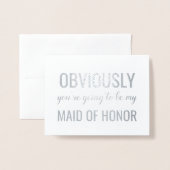 明らかに|のおもしろいな新婦付添人かメイド・オブ・オーナー（花嫁付き添い人） 箔カード (封筒付き正面)