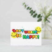 明るいあります幸せな顔のデザインが心配しないで下さい ポストカード (スタンド正面)