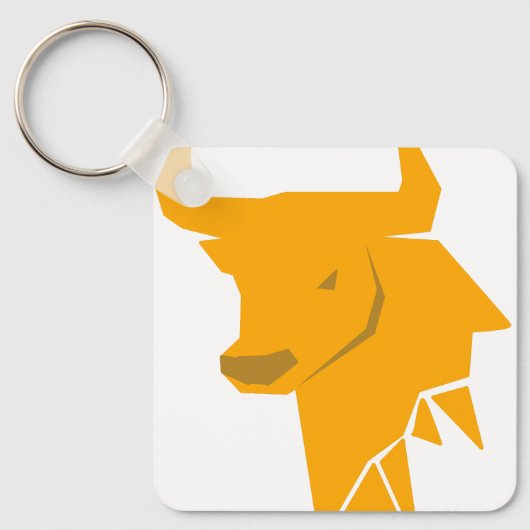 明るいおうし座のシルエット Yellow Bull Zodiac キーホルダー (正面)