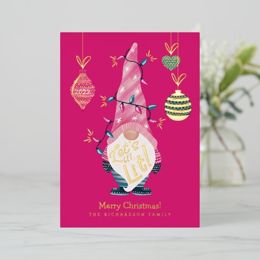 明るいおもしろいのクリスマスライトを得よう 箔シーズンカード (立ち正面)