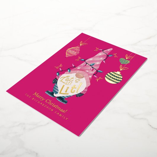 明るいおもしろいのクリスマスライトを得よう 箔シーズンカード (回転した状態)