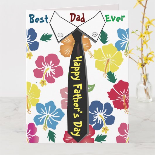 明るいおもしろいの父のデイカードとネクタイデザイン カード (黄色い花)