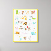 明るいおもしろいカラフルオレンジ色の動物アルファベット キャンバスプリント (正面)