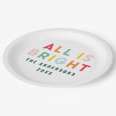 明るいおもしろいカラフルモダンクリスマスファミリーデコル ペーパープレート (アングル)